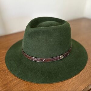 Australian Made Wool Felt Fedora with Brown Leather Band